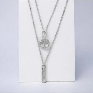 Stella Double Necklace Live Tree Silver Chain Necklace